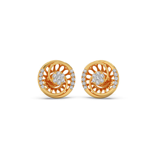 Celestial Cluster Diamond Stud Earrings - Yellow