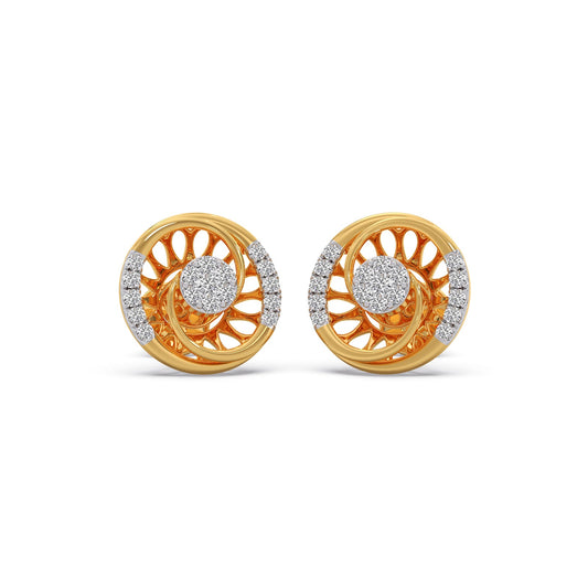 Celestial Cluster Diamond Stud Earrings - Yellow
