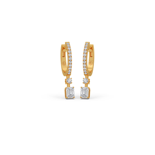 Emerald Drop Bali Earrings - Yellow