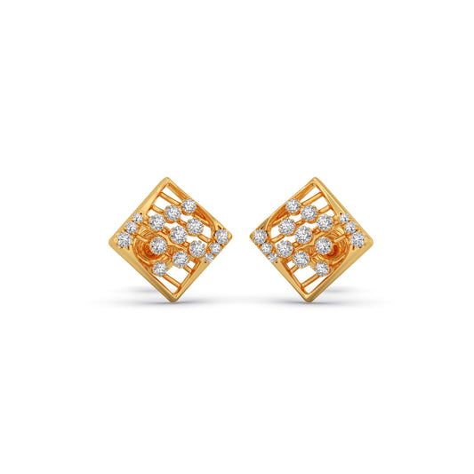 Celestia Square Diamond Stud Earrings - Yellow