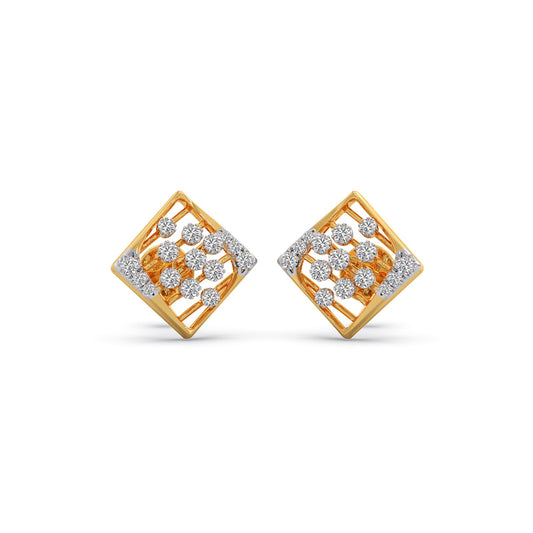 Celestia Square Diamond Stud Earrings - Yellow