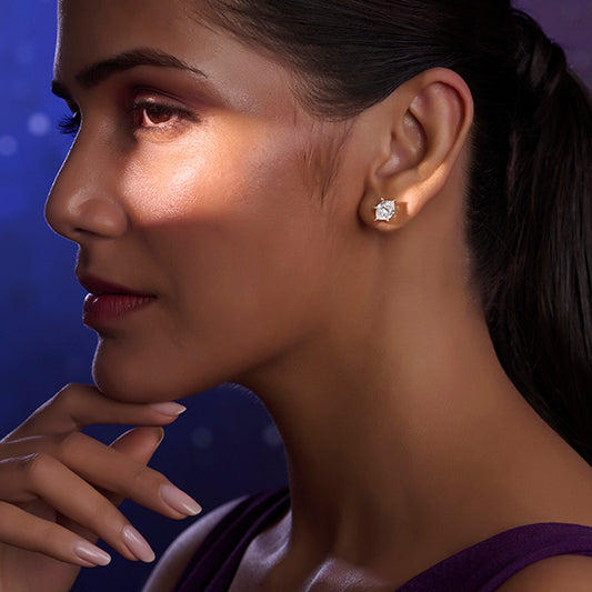Hexa Solitaire Diamond Earrings - MQ