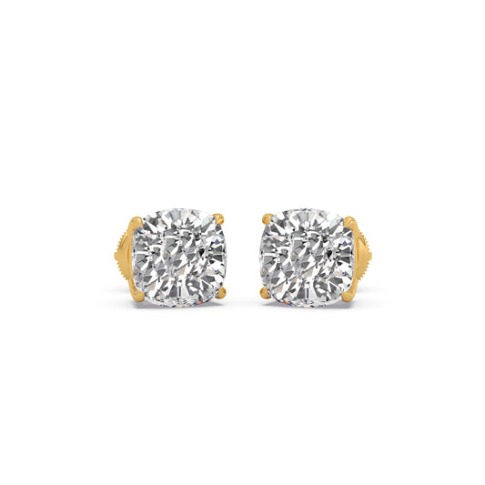 Cushion Solitaire Stud Earrings - Yellow