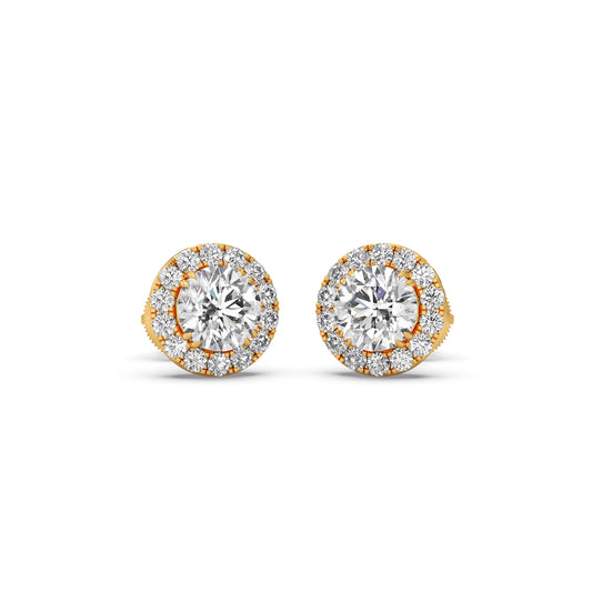 Solstice Halo Round Stud Earrings - Yellow