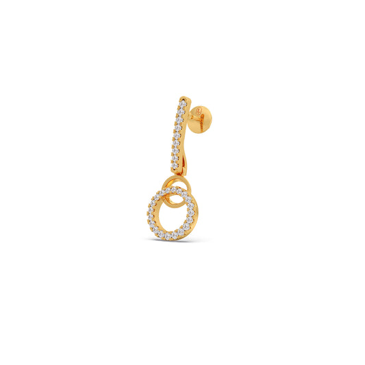 Loop Round Diamond Dangle Earrings - Yellow
