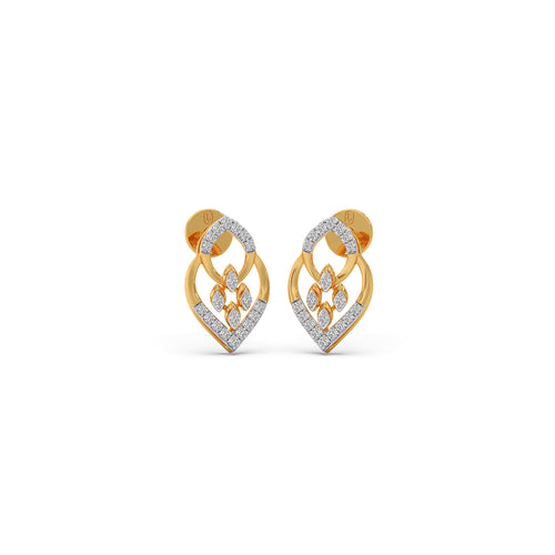 Leaflet Diamond Stud Earrings