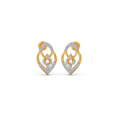 Leaflet Diamond Stud Earrings