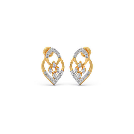 Leaflet Diamond Stud Earrings - Yellow