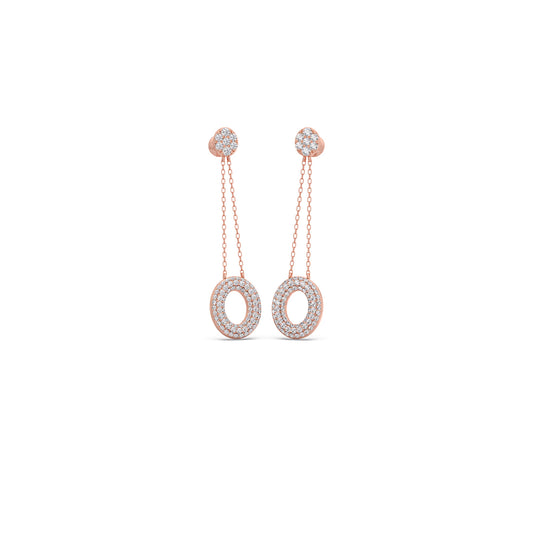 Ellipse Round Diamond Dangle Earrings - Rose