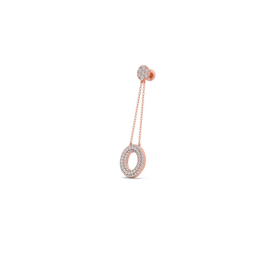 Ellipse Round Diamond Dangle Earrings - Rose