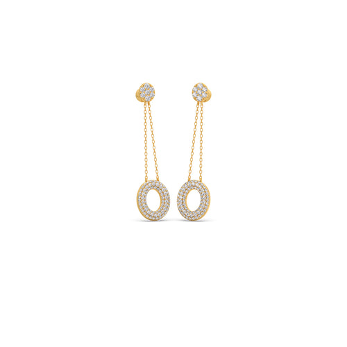 Ellipse Round Diamond Dangle Earrings