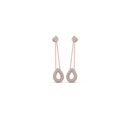 Glimmer Round Diamond Dangle Earrings - Rose