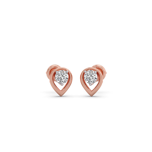 Majesty Round Solitaire Stud Earrings - Rose