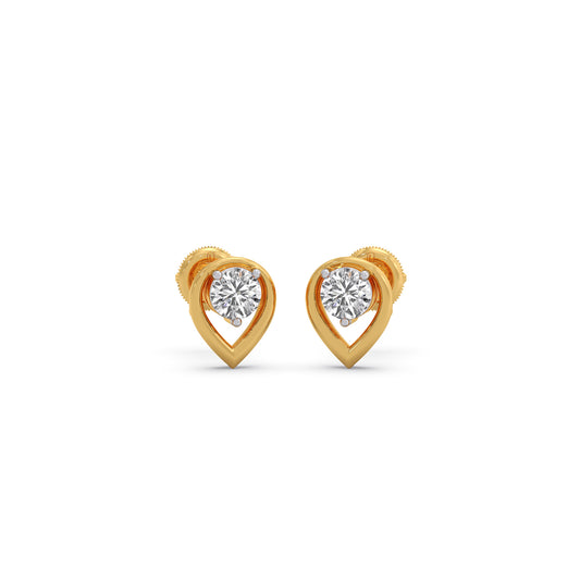 Majesty Round Solitaire Stud Earrings - Yellow