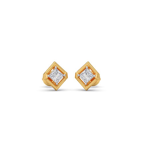 Rhombus Princess Solitaire Stud Earrings