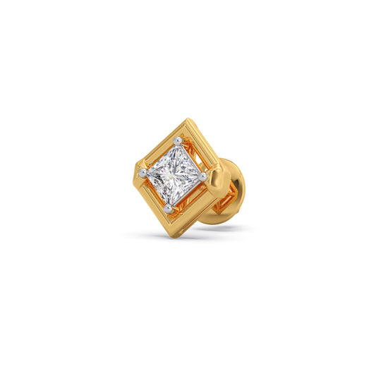 Rhombus Princess Solitaire Stud Earrings - Yellow
