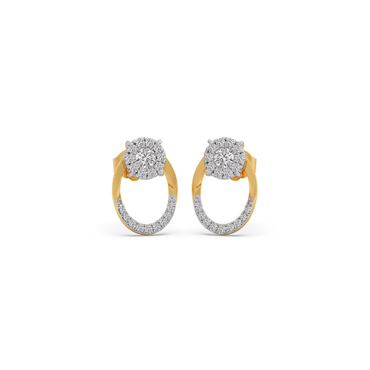 Orbit Halo Diamond Stud Earrings - Yellow