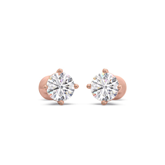 Timeless Round Solitaire Stud Earrings - Rose