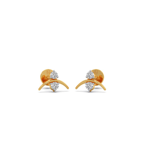 Vertical Grace Round Diamond Studs