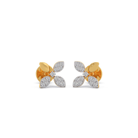 Petal Bloom Stud Earrings - Yellow