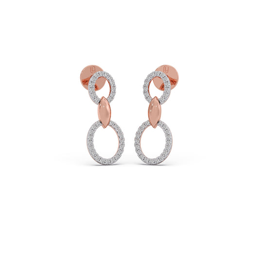 Round Ovale Dangling Earrings - Rose