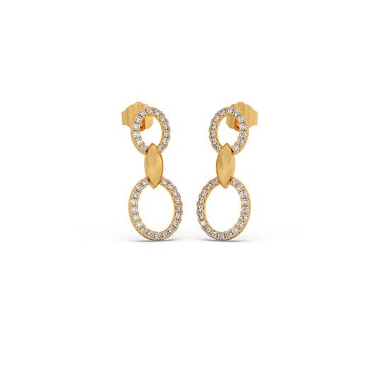 Round Ovale Dangling Earrings - Yellow