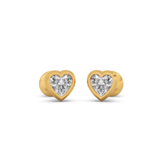 Royal Heart Stud Earrings - Yellow