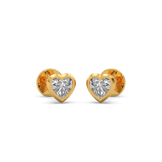 Royal Heart Stud Earrings - Yellow