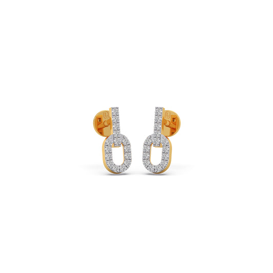 Diamond Dropline Stud Earrings - Yellow