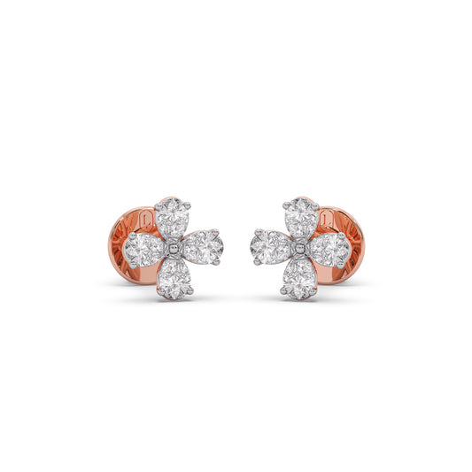 Pear Floral Stud Earrings - Rose