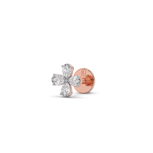 Pear Floral Stud Earrings - Rose