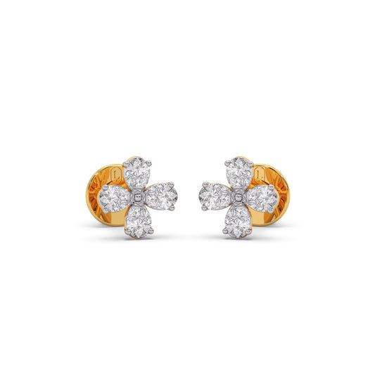 Pear Floral Stud Earrings - Yellow