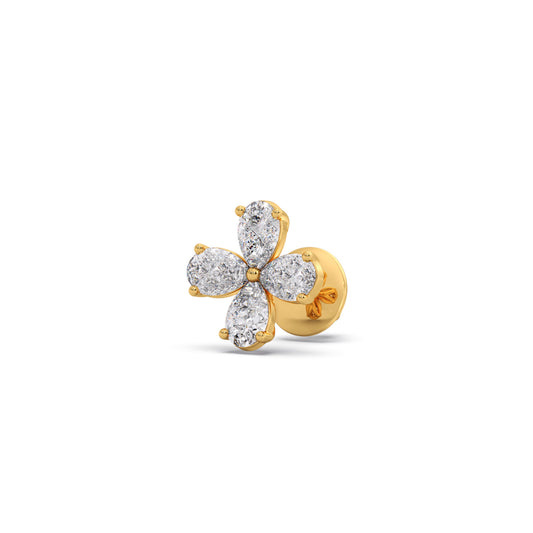 Pear Floral Stud Earrings - Yellow
