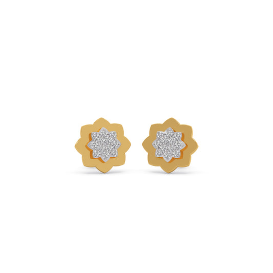 Rosette Diamond Stud Earrings - Yellow