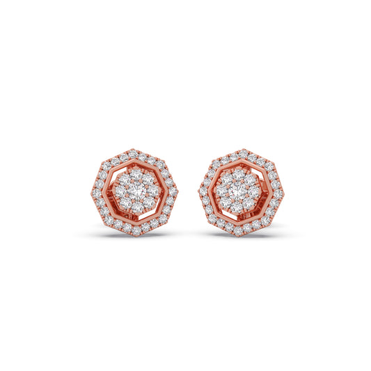 Luxe Octavia Cluster Diamond Stud Earrings - Rose