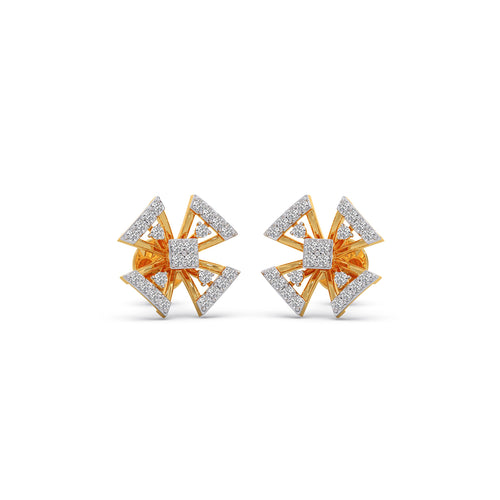 Golden Starflower Diamond Stud Earrings