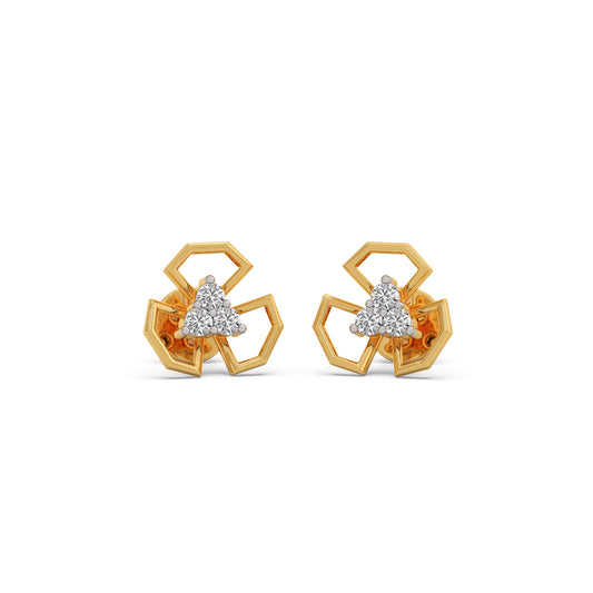 Trio Bloom Diamond Earrings - Yellow