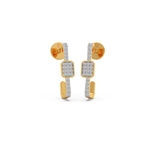 Square Cluster Diamond Hoops Earrings