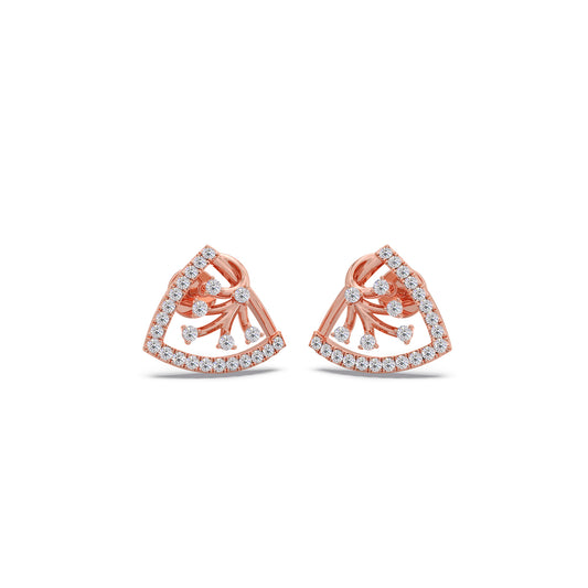 Celestial Floral Diamond Stud Earrings - Rose