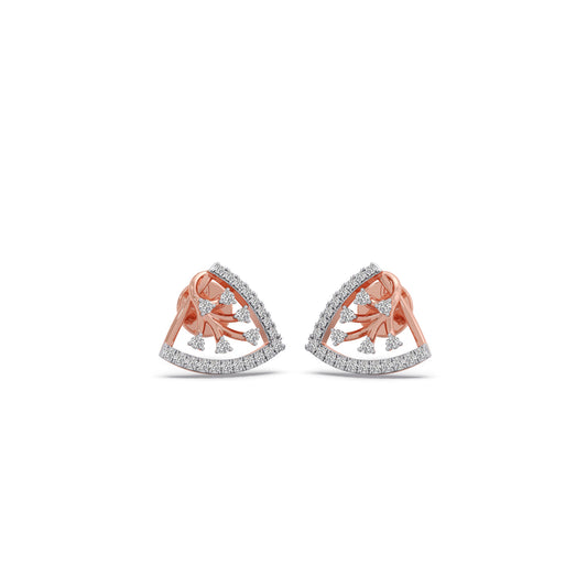 Celestial Floral Diamond Stud Earrings - Rose