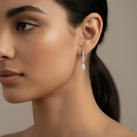 0.50 ct Pear Solitaire Cascade Hoops Earrings - MQ
