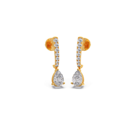 0.50 ct Pear Solitaire Cascade Hoops Earrings - Yellow