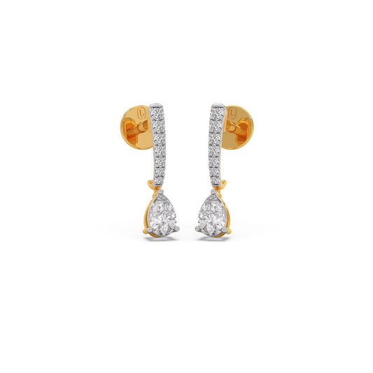 Imperial Pear Diamond Drop Earrings - Yellow