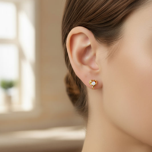 Romantic Heart Solitaire Diamond Stud Earrings - MQ
