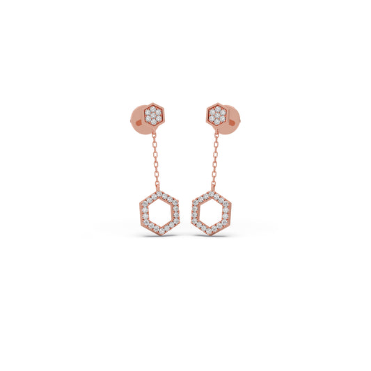 Equinox Round Diamond Dangle Earrings - Rose