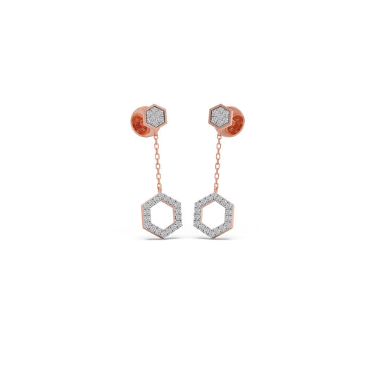 Equinox Round Diamond Dangle Earrings - Rose