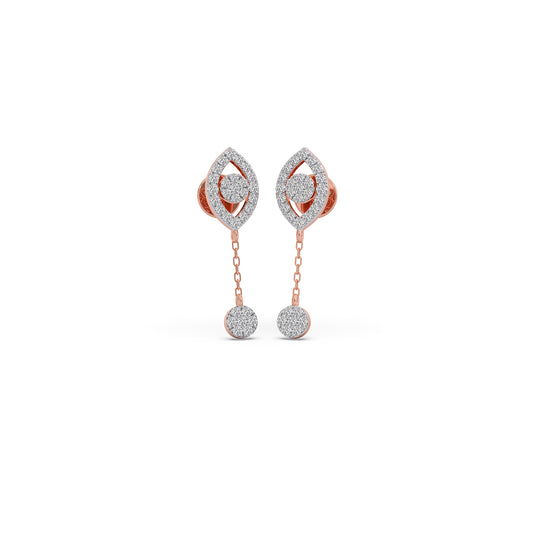 Dewdrop Cluster Diamond Dangle Earrings - Rose