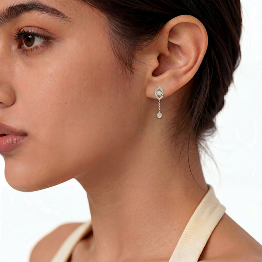 Dewdrop Cluster Diamond Dangle Earrings - MQ_AI