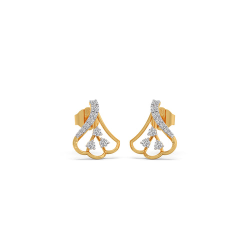Ribbon Swirls Diamond Stud Earrings