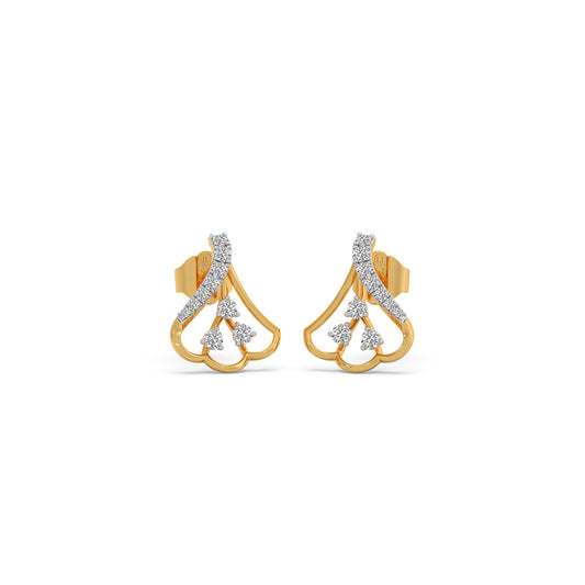 Ribbon Swirls Diamond Stud Earrings - Yellow